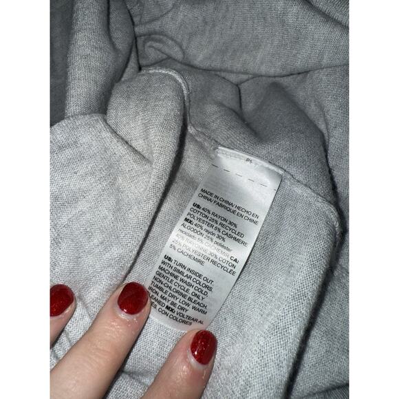 Chicos Sweater XL 3 Gray Turtleneck Tunic Sharkbite Hem Rayon Cashmere - Picture 5 of 5